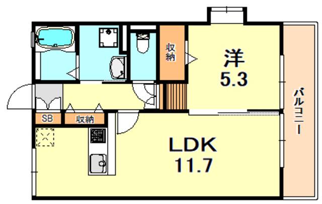 ビクトリー西舞子(1LDK/2階)の間取り写真