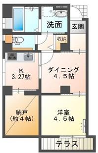 Iハイツ(1SDK/1階)の間取り写真