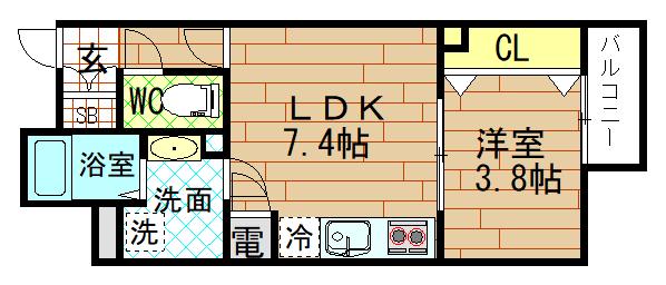 EIJU NISHIKUJO(1DK/2階)の間取り写真