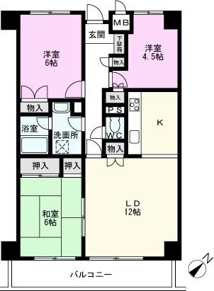 アーバンハイツ春日部(3LDK/10階)の間取り写真