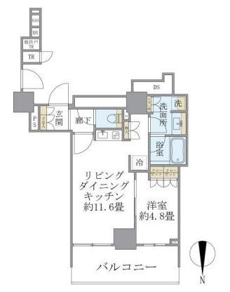 ブリリアタワー上野池之端(1LDK/17階)の間取り写真