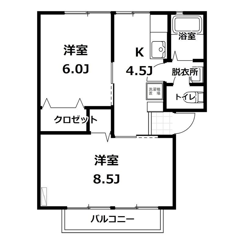 三光ハイツA棟(2K/2階)の間取り写真