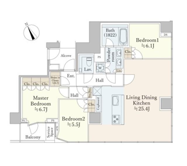 THE RESIDENCE ROPPONGI(3LDK/6階)の間取り写真