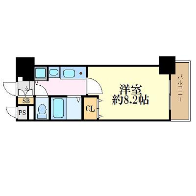 プレサンス名古屋駅前グランヴィル(1K/9階)の間取り写真