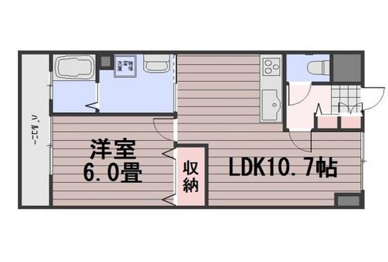ロンディーネ福富I(1LDK/3階)の間取り写真