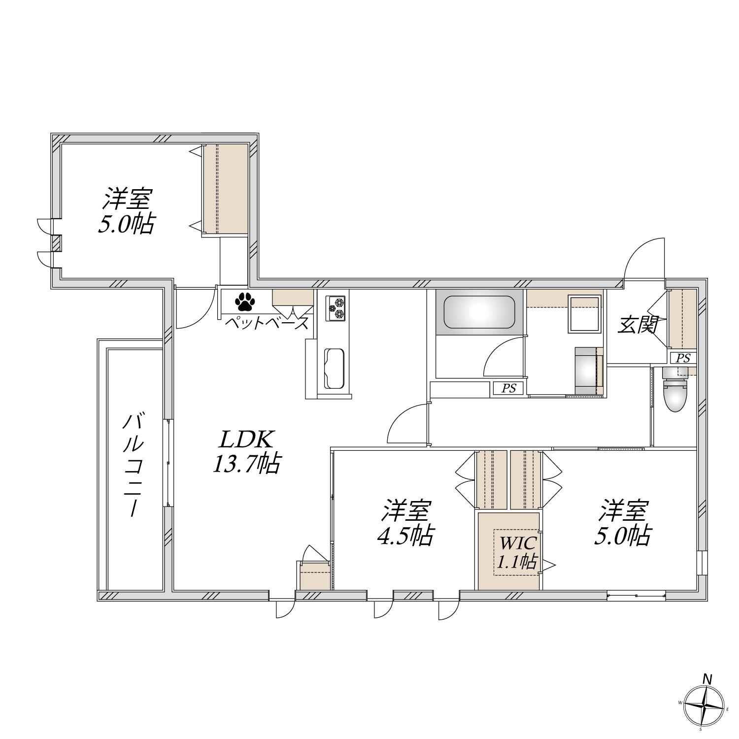 グラン レーヴ(3LDK/2階)の間取り写真
