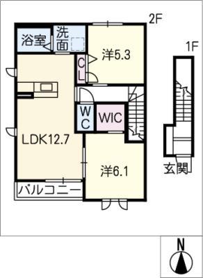 グリーンハイツ(2LDK/2階)の間取り写真