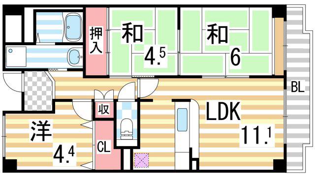 サンマンション南野(2SLDK/1階)の間取り写真