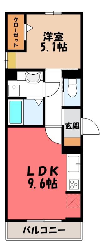 LA CHANCE和田町(1LDK/3階)の間取り写真