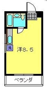 ダイヤモンドハウス(ワンルーム/2階)の間取り写真