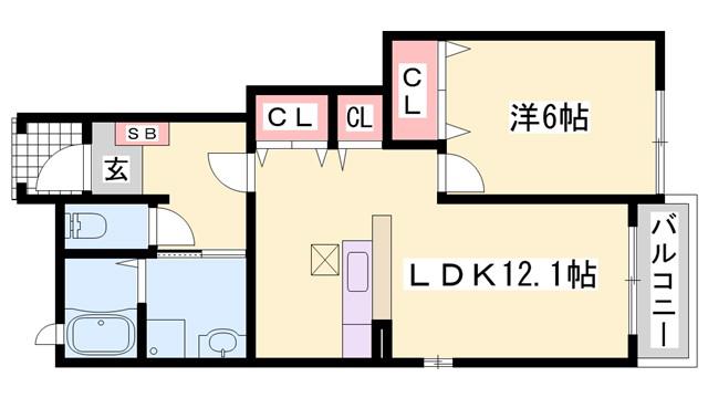 サンハイツIII(1LDK/1階)の間取り写真