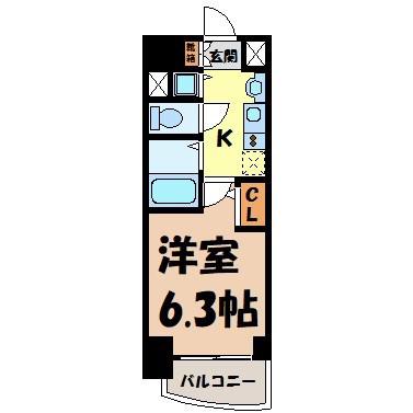 プレサンスSAKAEリバースタイル(1K/4階)の間取り写真