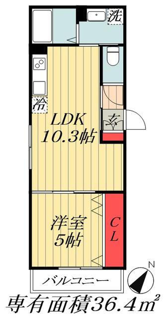 エンジュ(1LDK/3階)の間取り写真