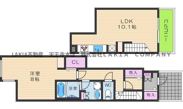 ペスティーニョ(1LDK/1階)の間取り写真