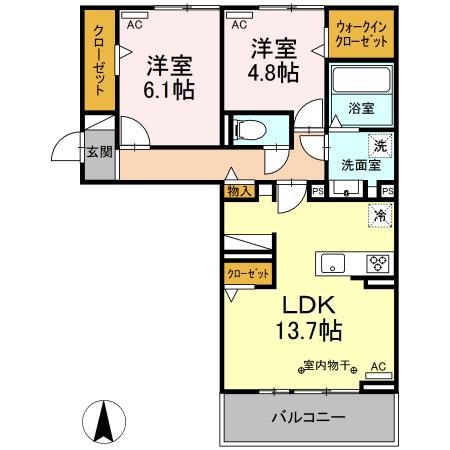 リジエール(2LDK/3階)の間取り写真