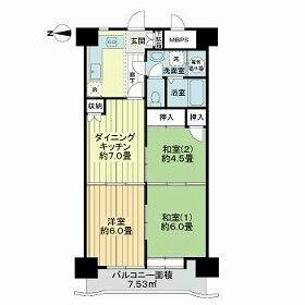 ライオンズマンション春日町(3DK/10階)の間取り写真