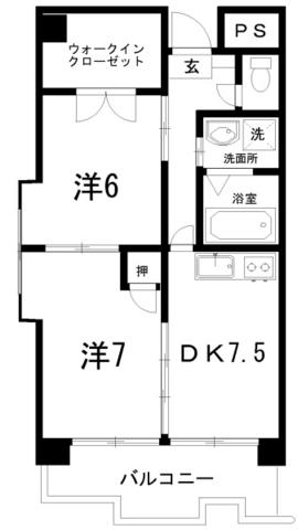 クレアフジモト(2DK/3階)の間取り写真