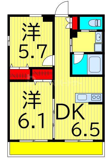 アステリア(2DK/2階)の間取り写真