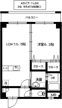 ヒルズワイケー(1LDK/1階)の間取り写真