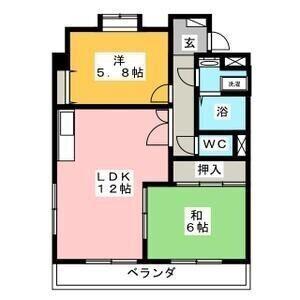 アピエス1(2LDK/1階)の間取り写真