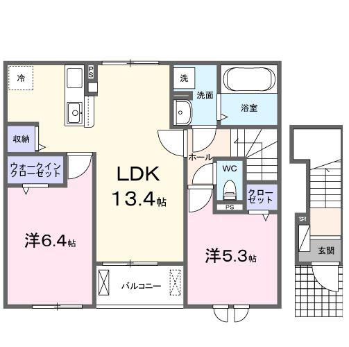 グランテージ佐原(2LDK/2階)の間取り写真