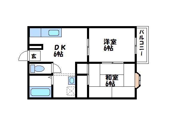 DUET B(2DK/1階)の間取り写真