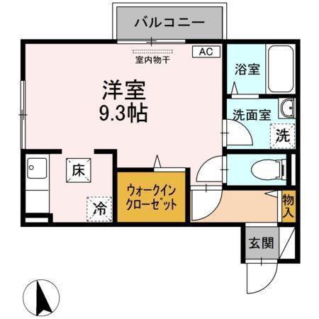 カーサフローラ(ワンルーム/2階)の間取り写真
