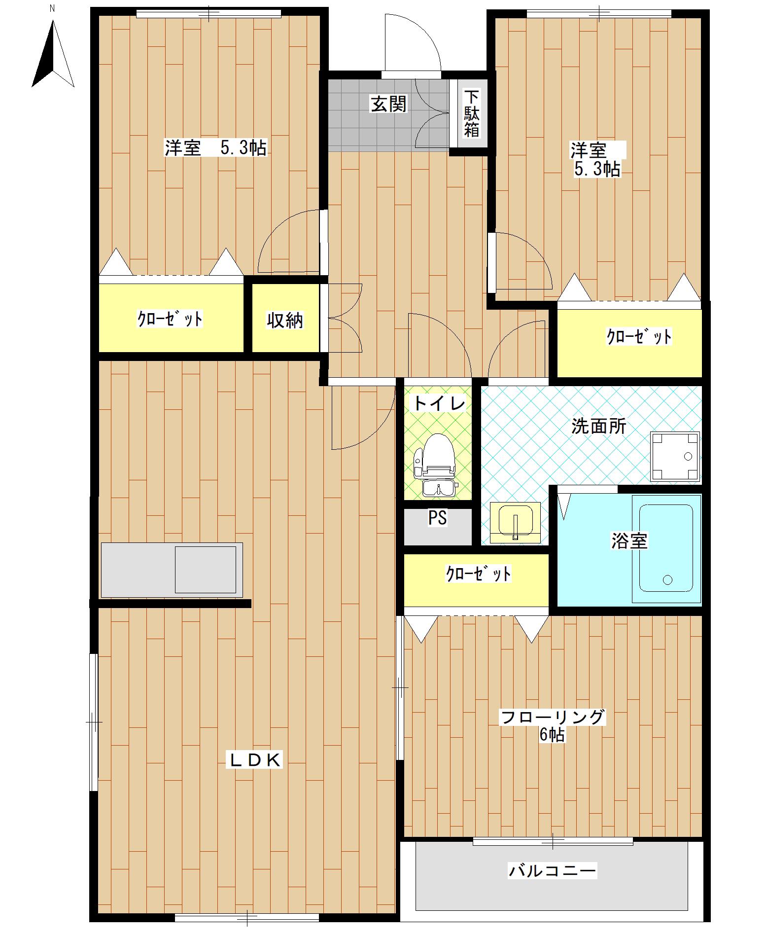 メゾン華(3LDK/3階)の間取り写真