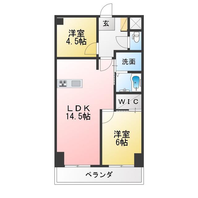 ヴェルドミール寺尾(2LDK/5階)の間取り写真