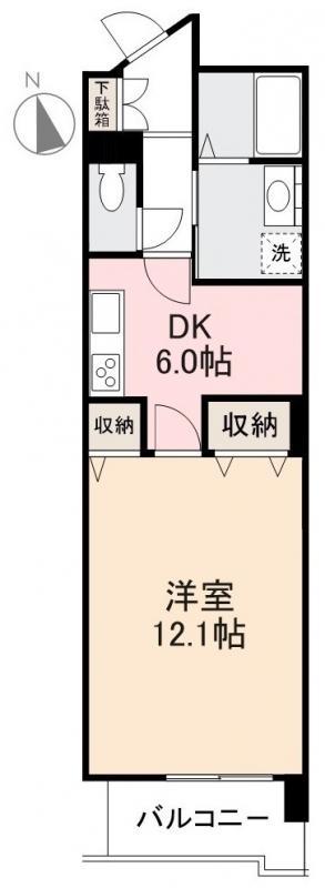 GLITTERIII(1DK/6階)の間取り写真