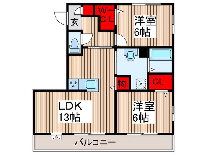 サニーフラットIII(2LDK/2階)の間取り写真