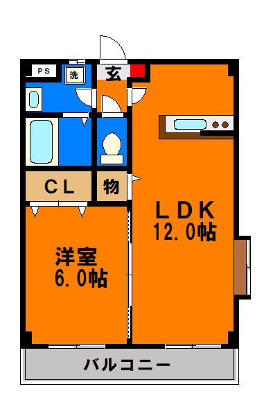 ドルチェスカイII(1LDK/2階)の間取り写真