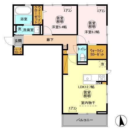 グラナータ(2LDK/3階)の間取り写真