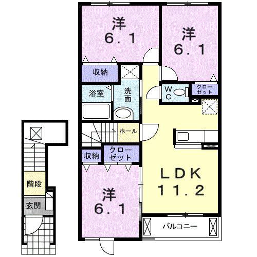 鶴見スクエアII(3LDK/2階)の間取り写真