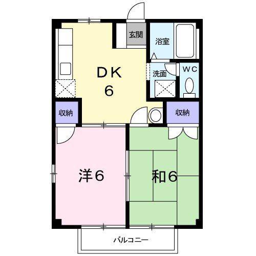 ファミールコートI(2DK/2階)の間取り写真