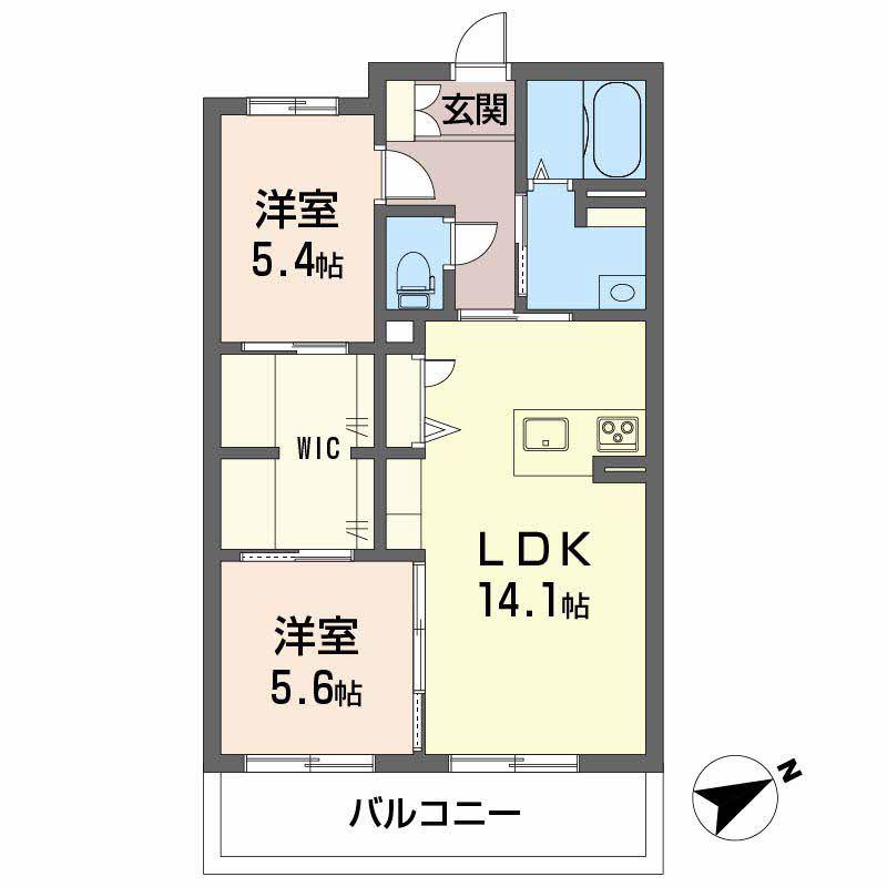 コンフォーザ久米(2LDK/3階)の間取り写真