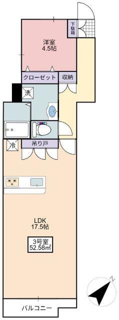 フローリッシュ大久保II(1LDK/3階)の間取り写真