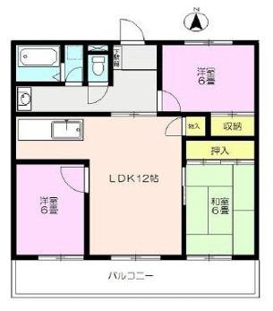 ベルヴィーユ壱番館(3LDK/3階)の間取り写真