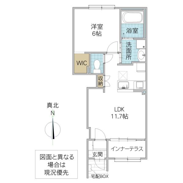 つくば市高野アパート(1LDK/1階)の間取り写真