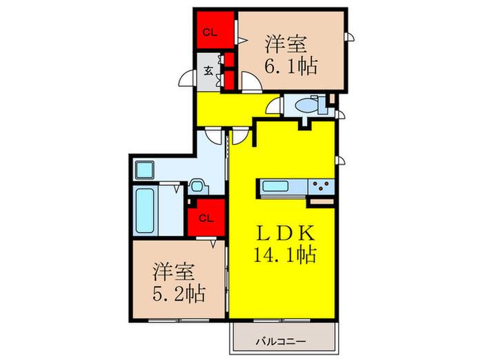 阪急京都線 総持寺駅 徒歩11分 3階建 築4年(2LDK/1階)の間取り写真