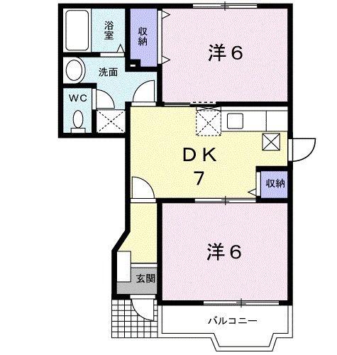 アメニティ-141A(2DK/1階)の間取り写真
