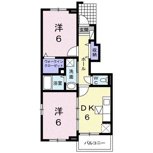 サンテールII A(2DK/1階)の間取り写真