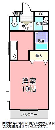 グランバリエ 310(1K/3階)の間取り写真