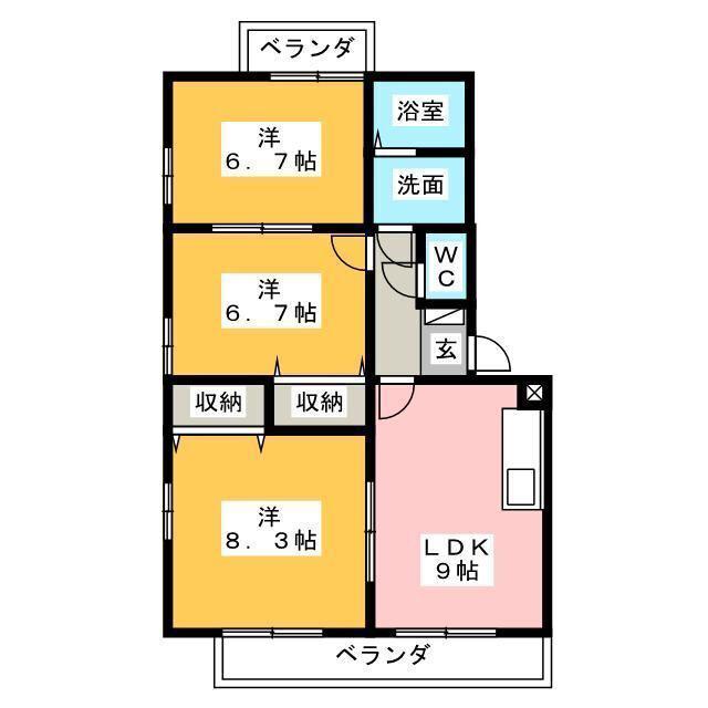 エンブレーム・和合(3DK/3階)の間取り写真