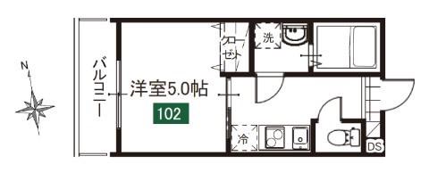 MELDIA舎人II(1K/1階)の間取り写真