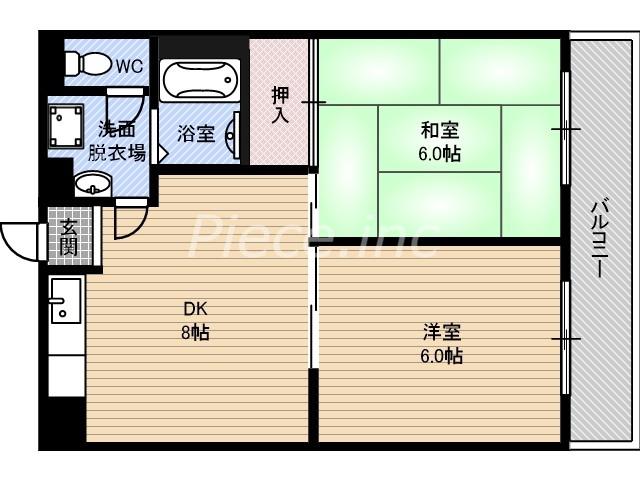 フォアール今津北(2LDK/4階)の間取り写真