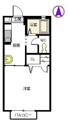 パレスY (1K/2階)の間取り写真