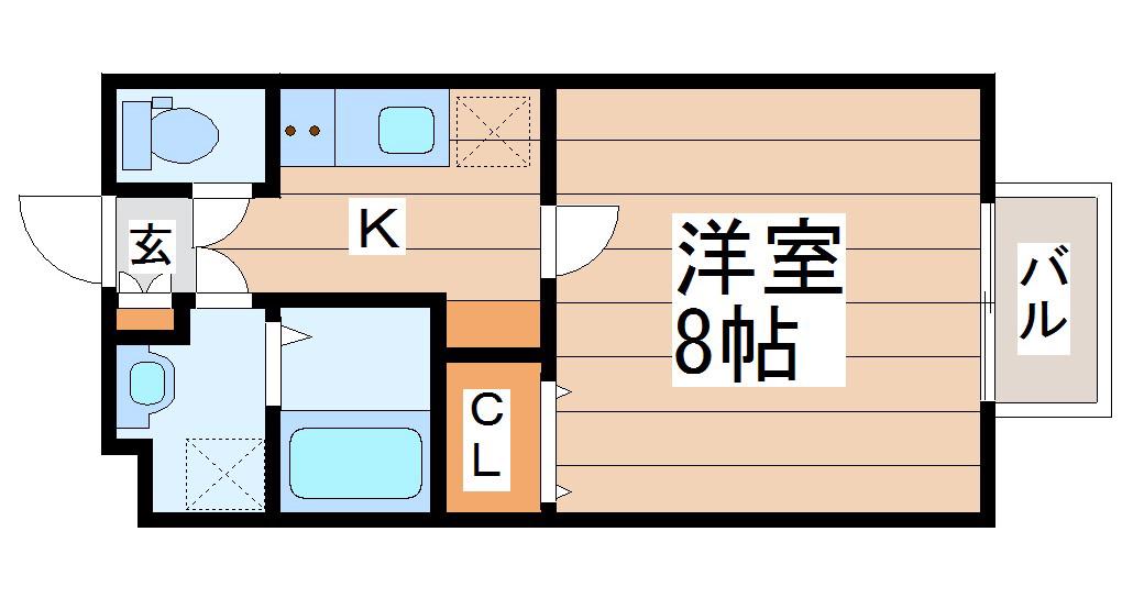 アスコット ディア 萩野町(1K/2階)の間取り写真