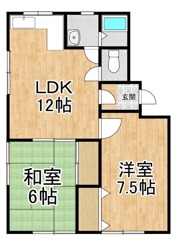 唐崎シャトーハイツ(2LDK/1階)の間取り写真
