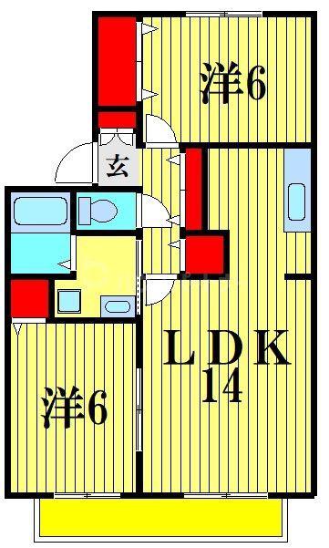 サンモール(2LDK/2階)の間取り写真